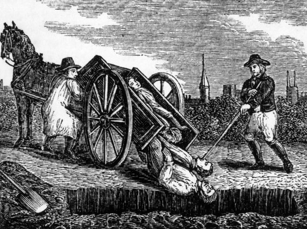 Print of a Black Plague cart