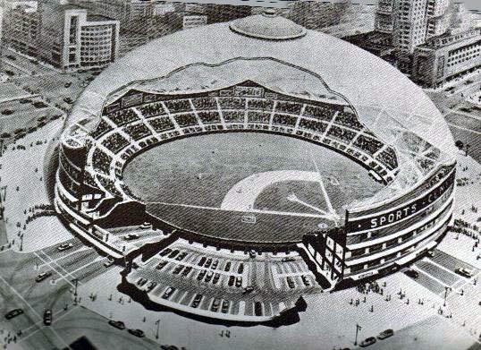 Proposed domed stadium for the Brooklyn Dodgers. 