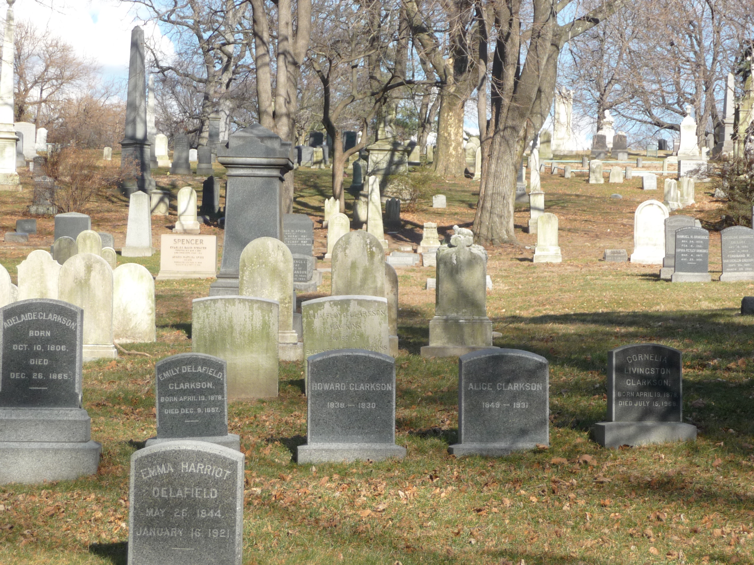 Gravestones in Green-Wood Cemetery in Brooklyn, New York 