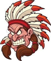 Cartoon face of angry Indian chief