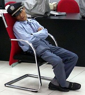 Security guard sleeping on the job 