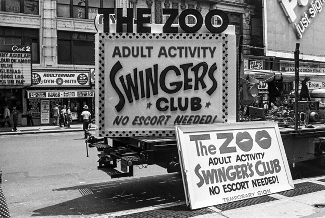 sign for The Zoo Swingers Club in Times Square 