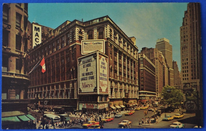 Vintage postcard of Macy's, New York