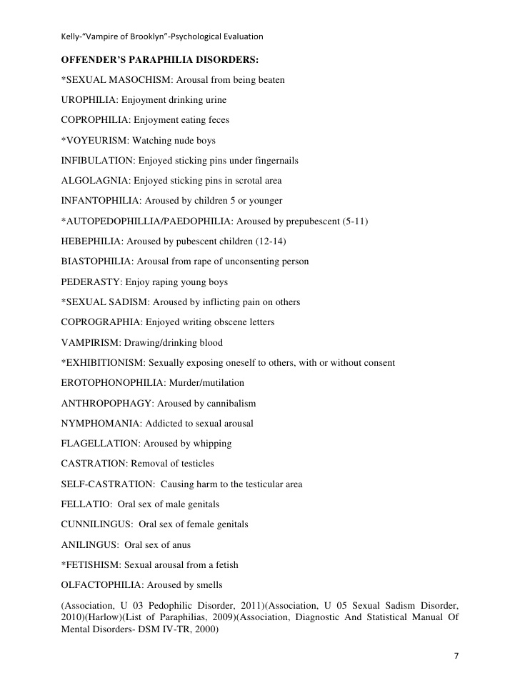 List of Albert Fish's perversions 