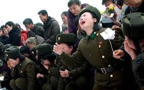 Weeping female North Korean soldiers 