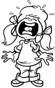 Cartoon of wailing teenage girl with pigtails 