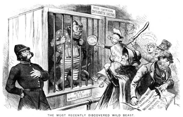 19th century anti-Irish immigration cartoon in the USA.  