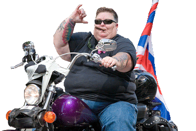 Butch lesbian on motor cycle