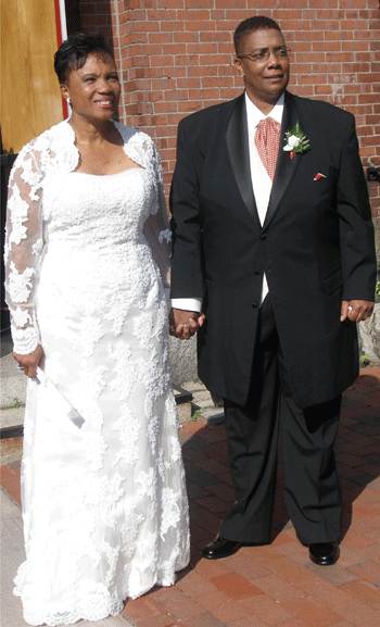 Black lesbian couple at marriage