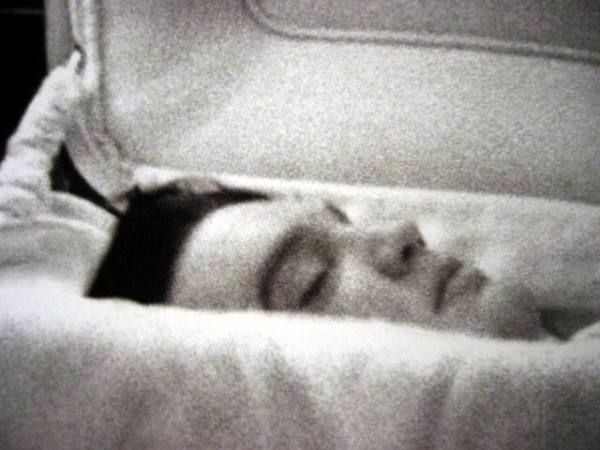 Elvis Presley in his coffin. 