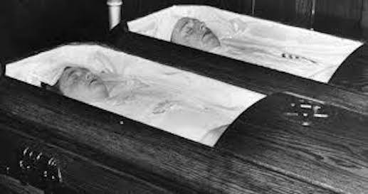 Julius and Ethel Rosenberg in their coffins. 