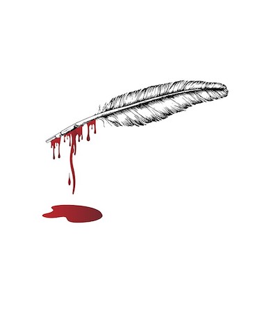 Quill pen dripping blood 