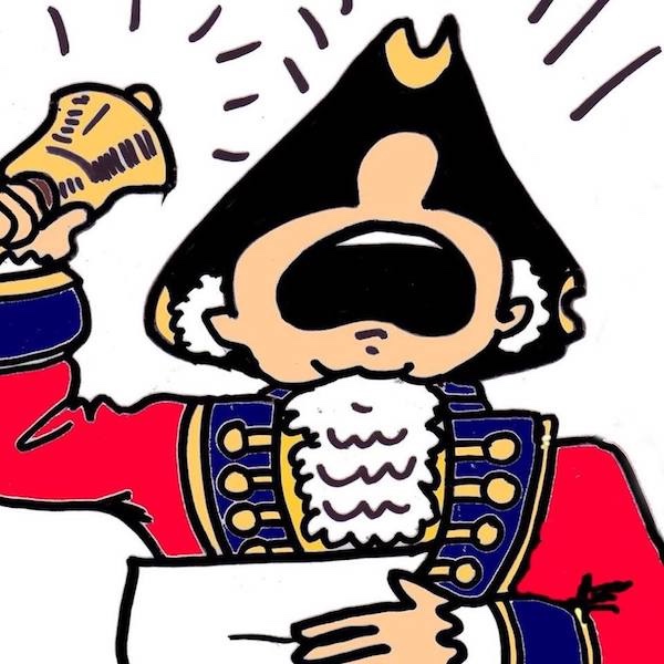 Cartoon of town crier 