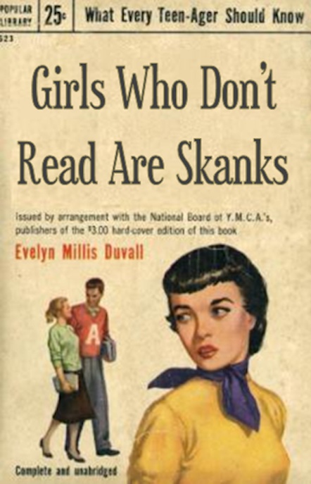 Vintage book cover promoting reading by girls 