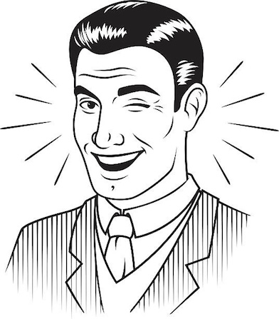 Vintage cartoon of woking man. 