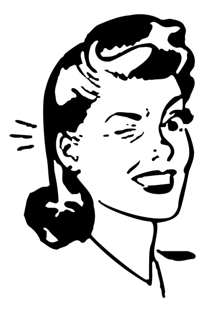 Vintage cartoon of winking woman 