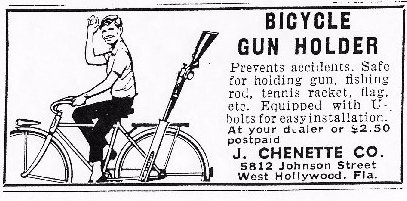 Vintage Bicycle gun holder ad