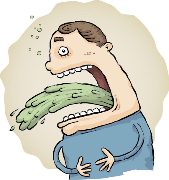 Cartoon man vomiting 