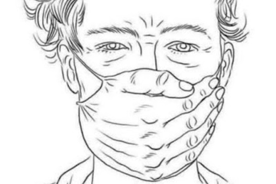 Covid mask as hand covering mouth 