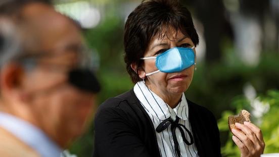 Woman wearing nose only Cover mask